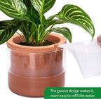 Phoenix Vine 8 Inch Self Watering Planter Pots, Design White Terracotta Pots - Image 4