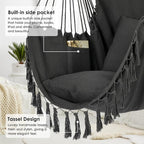 Y- STOP Hammock Chair Hanging Rope Swing, Max 500 Lbs, 2 Cushions Included - Image 6