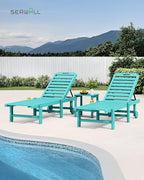 SERWALL Outdoor Chaise Lounge Set of 6, HDPE Pool Lounge Chair - Image 6