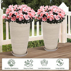 Set of 2 Tall Planter, 21 inch Large Plastic Planter - Image 2