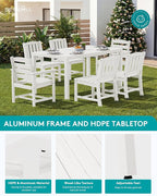 SERWALL 7-Piece Outdoor Dining Set, All Weather HDPE Outdoor Furniture Set - Image 6