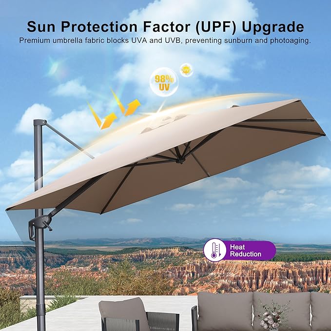 PURPLE LEAF 9' X 11.5' Rectangle Cantilever Umbrella - Image 8