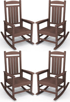 KINGYES HDPE Outdoor Rocking Chair Set of 4, All-Weather Poly Patio Rocking by KINGYES