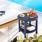 LZRS Round Adirondack Side Table Double End Table, Outdoor Side Tables - Image 7