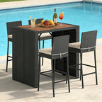 COSTWAY 5 Piece Patio Bar Set, Outdoor Rattan Wicker Bar Table and 30'' High - Image 8