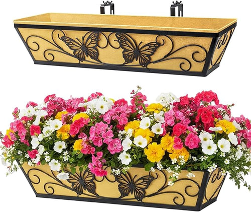 2 Pack 24 Inch Window Boxes Planter Railing Planters Box by KarlliuHOMEGARDEN