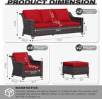 Joyside Wicker Patio Furniture Sets, 7 Pieces Upgraded Large Size Outdoor - Image 2