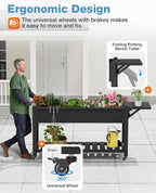 YEFU Raised Garden Bed with Legs: 57x18x30in Elevated Poly Planter with Wheels - Image 2