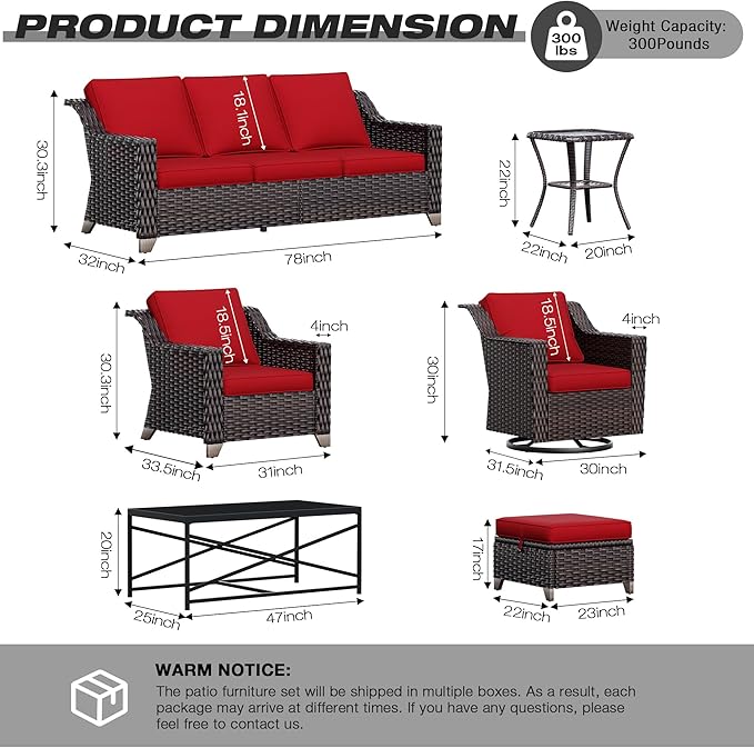 Joyside Wicker Patio Furniture Sets, 3 Pieces Upgraded Large Size Outdoor - Image 2