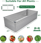 8x2x2FT Galvanized Raised Garden Bed Kit, Vegetable Plant Boxes-Rectangle Metal - Image 2