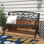 Patio Garden Bench 50 inch Outdoor Metal Loveseat Chairs - Image 7
