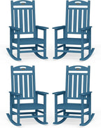 Oversized Outdoor Rocking Chairs Set of 4, High Back Porch Rocking Chair by Suunyn