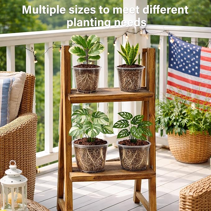8 Packs 8 Inch Reinforced Large Clear Nursery Pots - Image 7