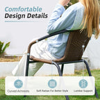 Amopatio Outdoor Dining Chairs Set of 6, Rattan Wicker Patio Chairs, Stackable - Image 4