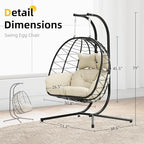 Double Egg Chair with Stand Hammock Swing Chair Foldable Hanging Loveseat - Image 5