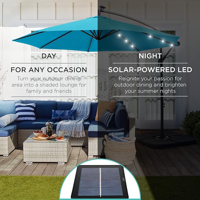 Best Choice Products 10ft Solar LED Offset Cantilever Hanging Market Patio - Image 3