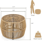 Furniture of America Ysar Boho Rattan Round Coffee Table Outdoor - Image 2