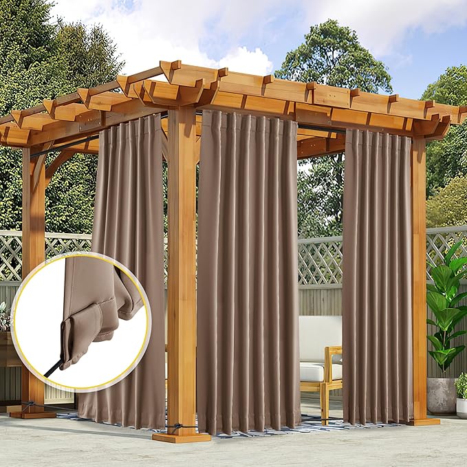 NICETOWN 2 Panels Blackout Patio Waterproof Outdoor Curtains, Top & Bottom - Image 7
