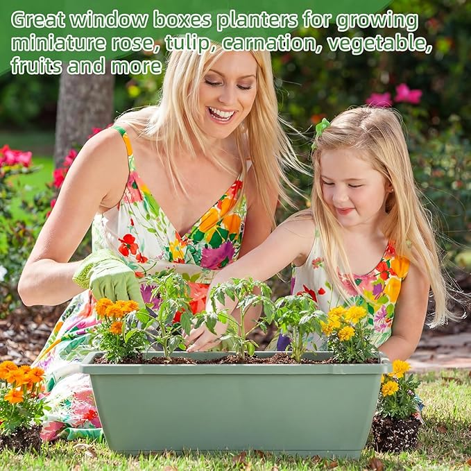 18 Pack Window Box Planter 17 Inches Rectangular Vegetable Flower Planters - Image 5