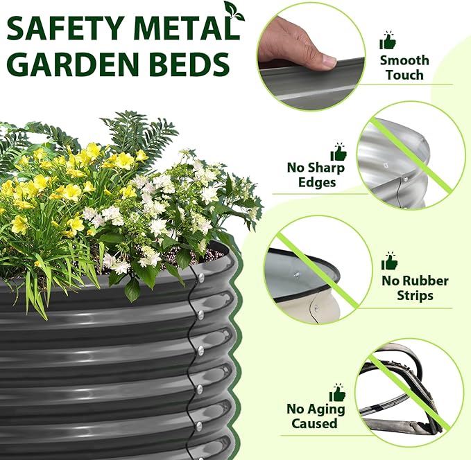 A ANLEOLIFE 6X2X1.5 ft Galvanized Raised Garden Beds Outdoor, Oval Round Metal - Image 3