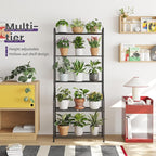 5-Tier Corner Plant Stand, Metal Black Flower Pot Rack, Indoor Outdoor Heavy - Image 3