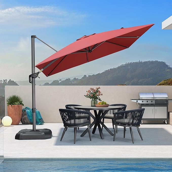 PURPLE LEAF 9 Feet Patio Umbrella Outdoor Cantilever Square Umbrella Aluminum by PURPLELEAF