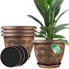 16 Inch Large Planter Pot for Plants Indoor Outdoor, 4 Pack Plastic Flower Pots by Fodetyff