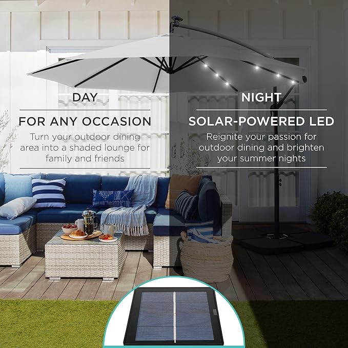 Best Choice Products 10ft Solar LED Offset Cantilever Hanging Market Patio - Image 3