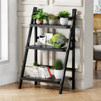 39.4" Foldable Plant Shelf Ladder Shelf, 3 Tier Bamboo Ladder Flower Pot by OAKVIVOElegantLifestyle