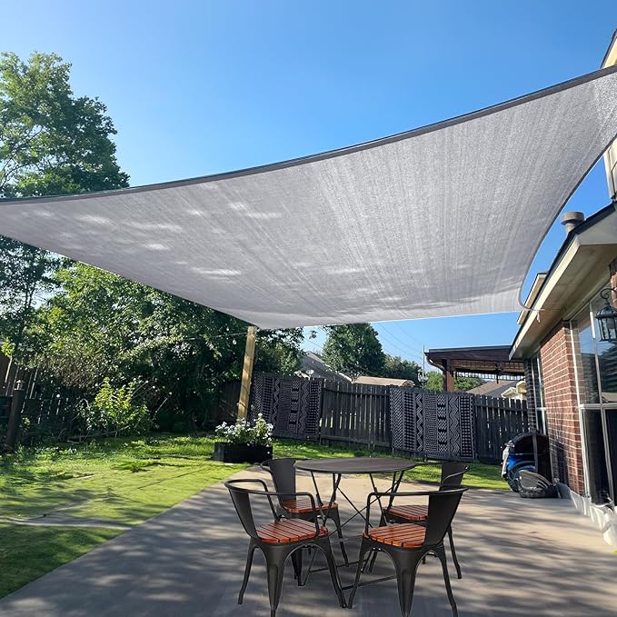 SUNLAX Sun Shade Sail 8' x 12' Silver Grey Rectangle Canopy Sail Shade Cover UV by SUNLAX