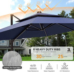 9x12FT Navy Blue Cantilever Outdoor Patio Umbrella - Image 4