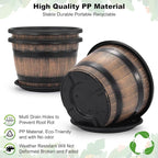 Quarut Large Plastic 3 Pack16 inch Plant Pots, Whiskey Barrel Planters - Image 3