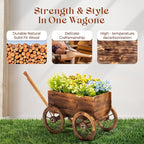 Wood Wagon Planter for Outdoor Balcony Decor - Image 3