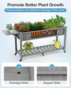 YEFU Raised Garden Bed with Legs: 57x18x30in Elevated Poly Planter with Wheels - Image 5