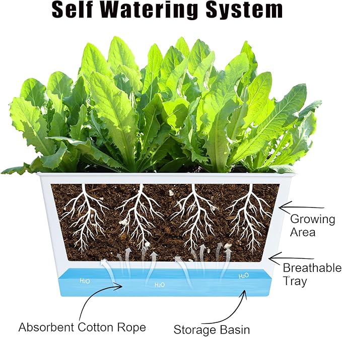 Window Box Planter 6 Pcs, 12.1 Inches Self Watering Plant Pots Rectangle Flower - Image 4