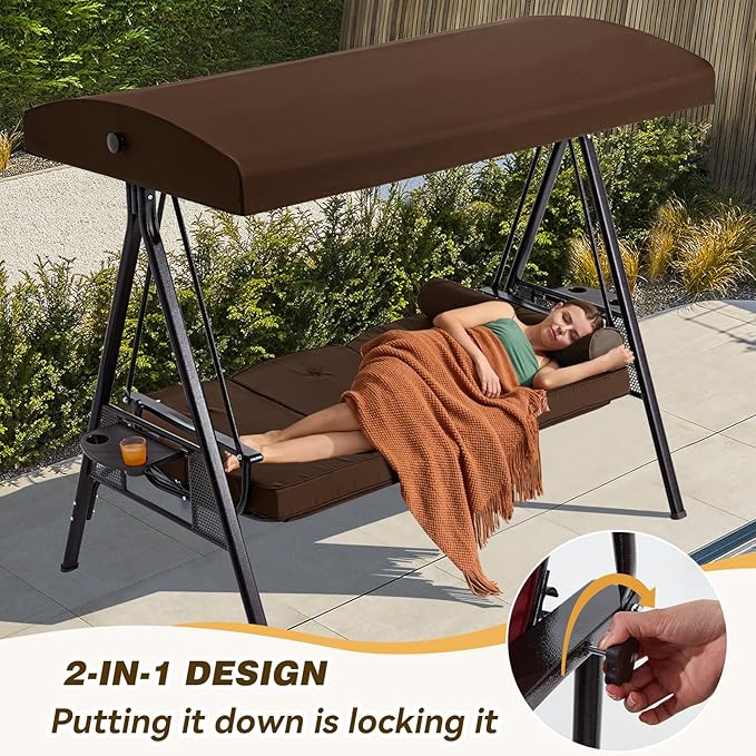 3 in 1 Outdoor Porch Swing - Image 3