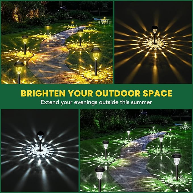 GIGALUMI 16 Pack Solar Lights Outdoor Waterproof, Warm White Pathway Light - Image 2