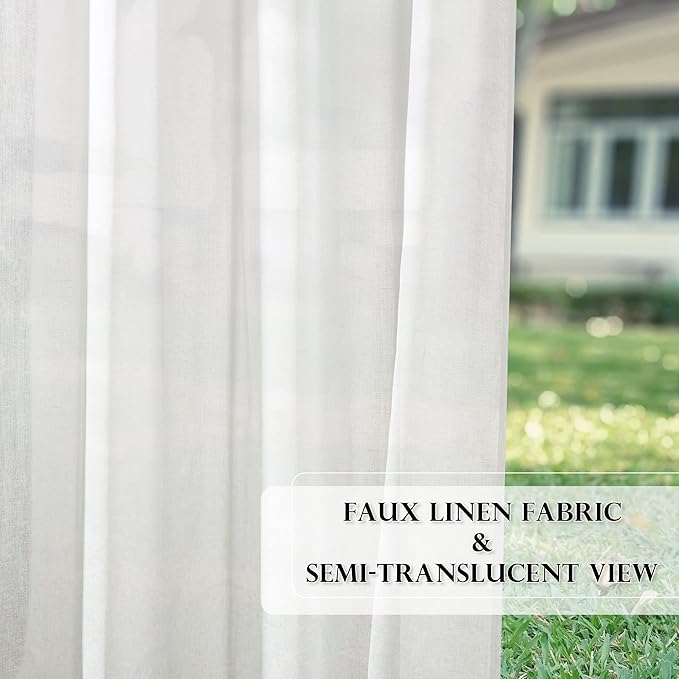 RYB HOME Outdoor Sheer Linen Curtains - Image 6