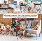 Patio Side Table, Weather Resistant Metal Side Table, Small Round Outdoor End - Image 3