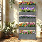 SUNYRISY 5 Tiers Vertical Raised Garden Bed Outdoor Planter Tower, Wooden - Image 7