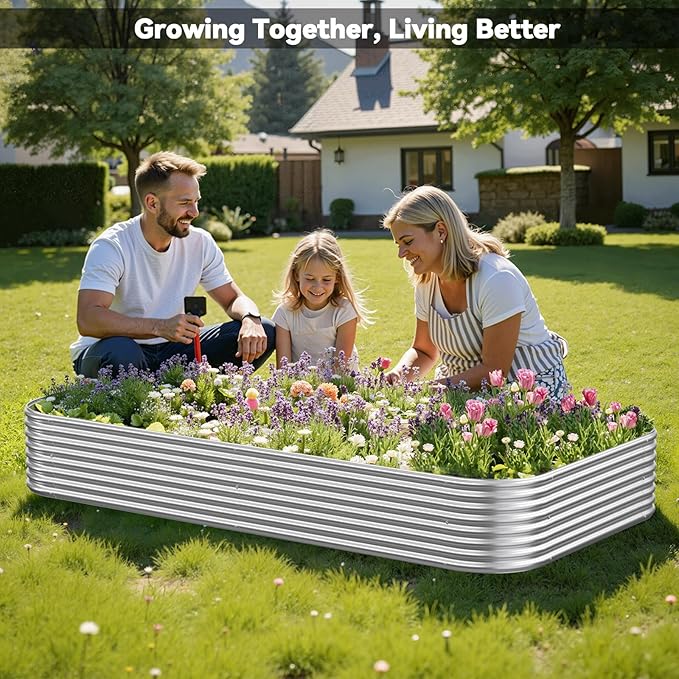 3 Pack Raised Beds for Gardening, Corrugated Galvanized Steel Raised Garden Bed - Image 5