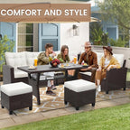 KROFEM6-Piece Patio Furniture Set, Outdoor Sectional Sofa - Image 5