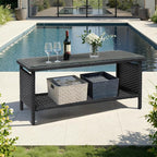 VINGLI Outdoor Wicker CoffeeTable Patio Coffee Tables - Image 7