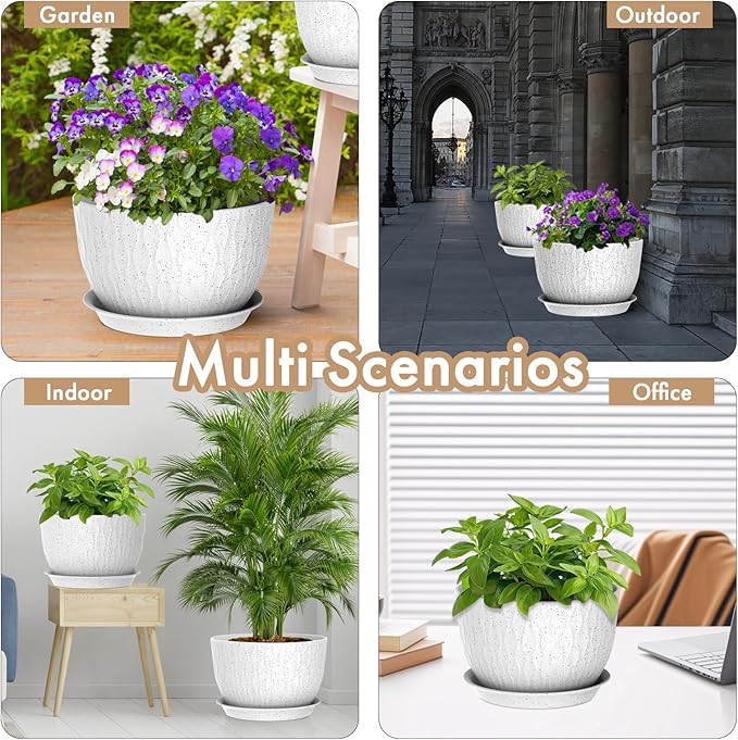 12 Inch Wide Water Ripples Flower Pots - Image 6