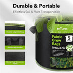 BN-LINK 5-Pack 10 Gallon Grow Bags, Heavy Duty Aeration Fabric Pots - Image 3