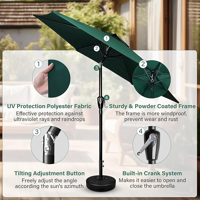 Simple Deluxe 9' Patio Umbrella Outdoor Table Market Yard Umbrella - Image 3