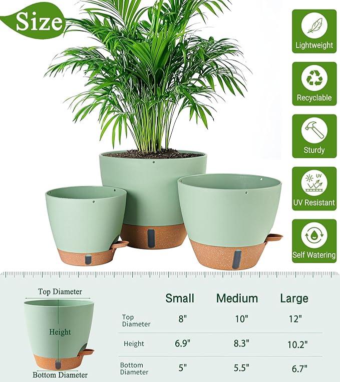 8/10/12 Inch Self Watering Pots - Image 3