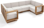 6 Pieces Patio Furniture Set, Outdoor Rattan Wicker Sectional Sofa - Image 9