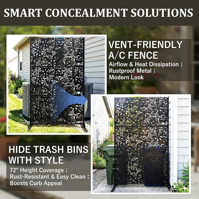 Metal Privacy Screen Outdoor 6FT – Freestanding Laser Cut Steel Garden Divider - Image 7