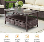 VINGLI Outdoor Wicker Coffee Table - Image 6